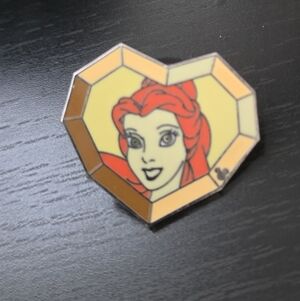 Hidden Mickey Heart Pin Belle Beauty and the Beast Enamel Disney Pin